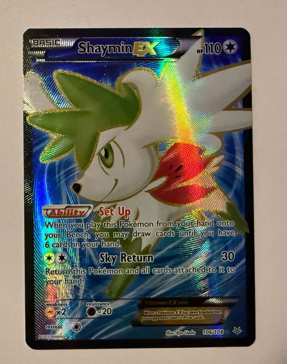 Pokémon Shaymin EX 106/108 Full Art Roaring Skies Holo Trading Card